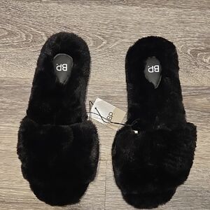 NWT BP Black Flurry Slide Slippers XL